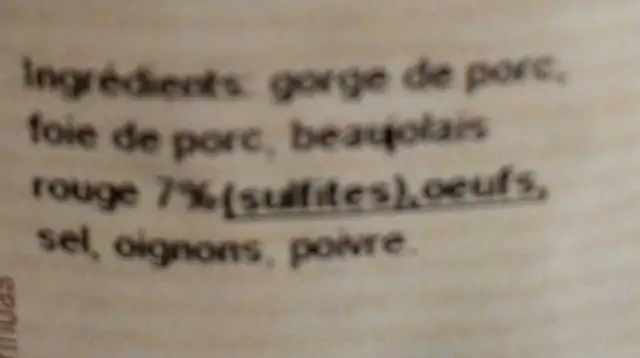 Terrines saint joseph ingredients label
