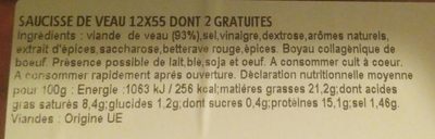 Le Veau à Griller ingredients label
