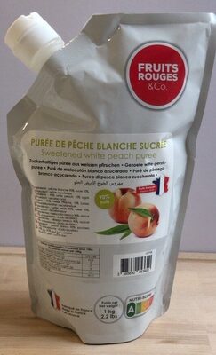 Purée de pêche blanche sucrée front packaging