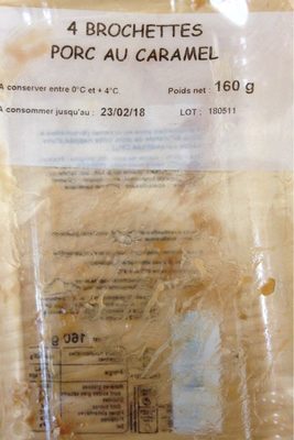 4 brochettes porc au caramel