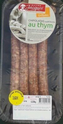 Maître Jacques chipolatas au thym front packaging