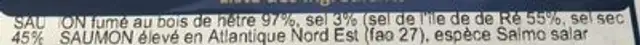 Saumon atlantique fume ingredients label