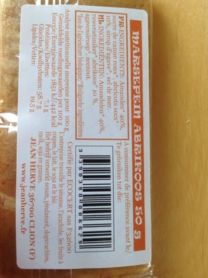 Massepain + Abricots (50 GR) front packaging