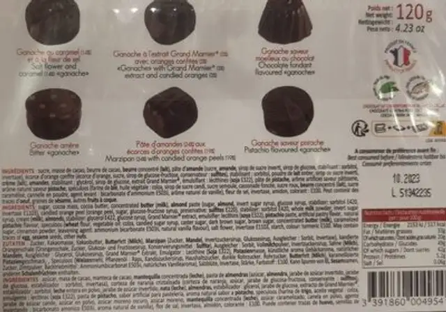 Assortiment Exclusif De 12 Chocolats Noirs nutrition facts table