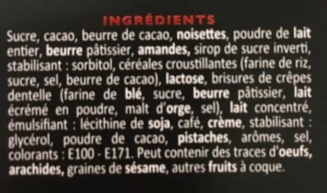 Assortiment Exclusif De ingredients label