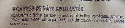 4 pâtes feuilletées ingredients label