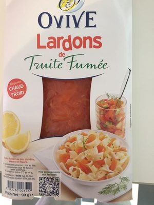 Lardons de Truite Fumée front packaging