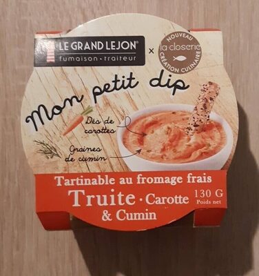 Tartinable au fromage frais, Truite, Carotte & Cumin front packaging