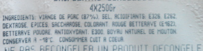 Chipolatas ingredients label