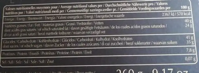 Valrhona - Les Coffret Degustation Grands Crus - Decouverte nutrition facts table