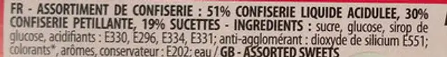 Fizzy sch arrache tete ingredients label