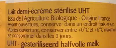 Lait 1/2 écrémé bonneterre ingredients label