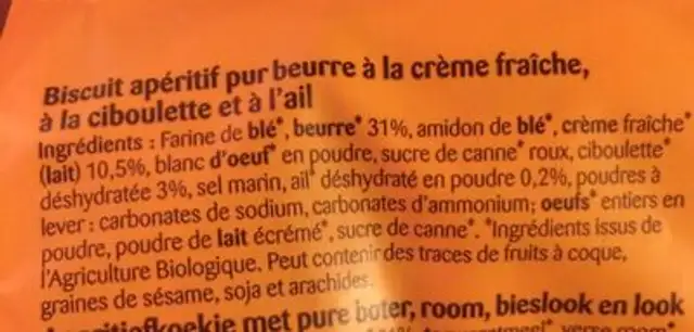 Petits sablés apéritifs ingredients label