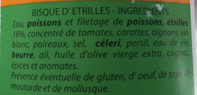 Bisque d etrilles ingredients label