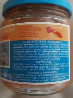 LA RETAISE : Soupe de Poissons ingredients label