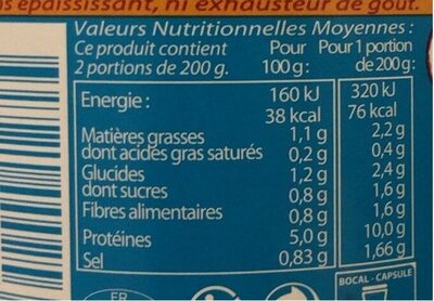 LA RETAISE : Soupe de Poissons nutrition facts table