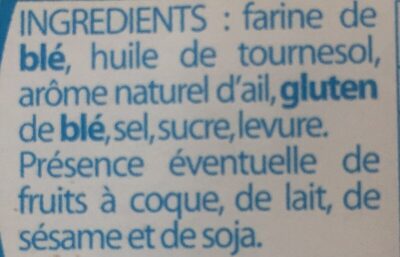Croutons à l’ail ingredients label