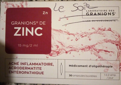 Granions De Zinc 15 Mg / 2 Ml (gluconate De Zinc) 1 Boite De 30, Ampoules De 2 Ml, Solution Buvable