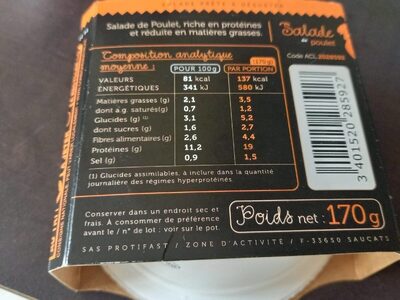 Salade De Poulet Hyperprotéinée 180G Phase 1 - Protifast