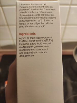 C BIANE ingredients label