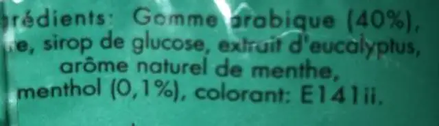 Vichy Sante ingredients label