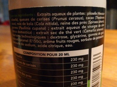 Complément Alimentaire Sculpting Act Draineur - Sid Nutrition ingredients label