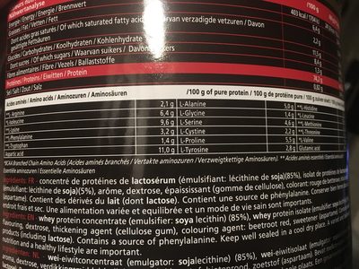 Pure Whey - 2kg - Fraise ingredients label