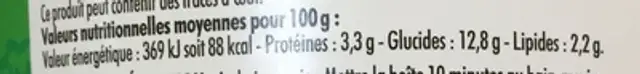 Ravioli sauce tomate nutrition facts table