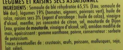 TABOULE ORIENTAL ingredients label