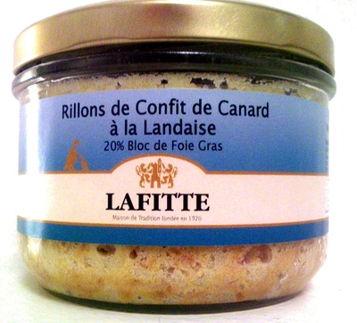 Rillons de Confit de Canard à la Landaise 20% Bloc de Foie Gras front packaging