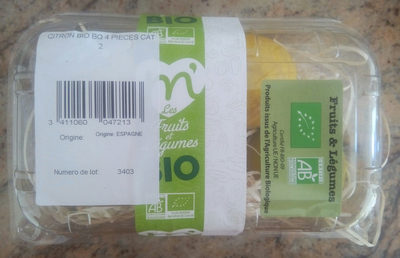 Citrons bio front packaging