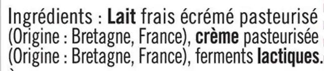 Fromage blanc battu au lait entier ingredients label