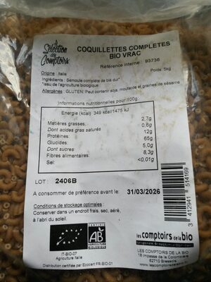 Coquillettes complètes bio vrac