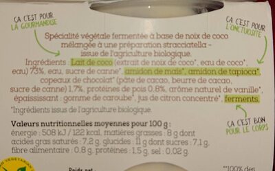 Brassé nature stracciatella nutrition facts table