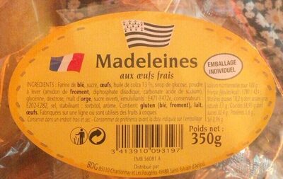 Madeleines aux oeufs frais