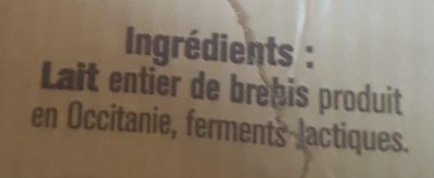 Yaourts au lait entier de brebis ingredients label