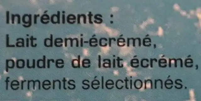 Yaourts fermiers nature La Baziniere ingredients label