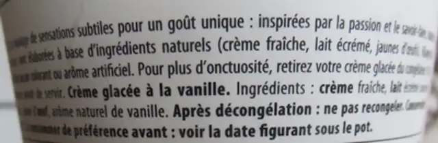 Häagens-Dazs Classics Vanilla ingredients label