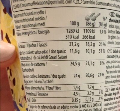 Duo helado de chocolate belga y vainilla crunch nutrition facts table