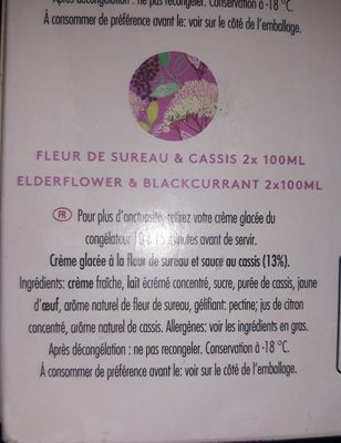 Glace Häagen-Dazs ingredients label