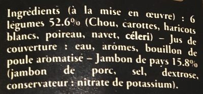 Garbure de jambon aux 6 légumes ingredients label
