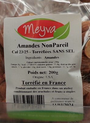 Amandes NonPareil Torréfiées sans sel