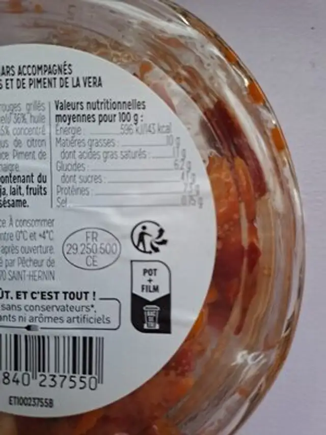 Calamars à la catalane nutrition facts table