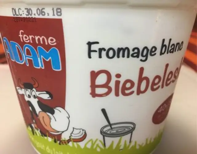 Fromage blanc Biebeleskäs 40% MG Ferme Adam front packaging