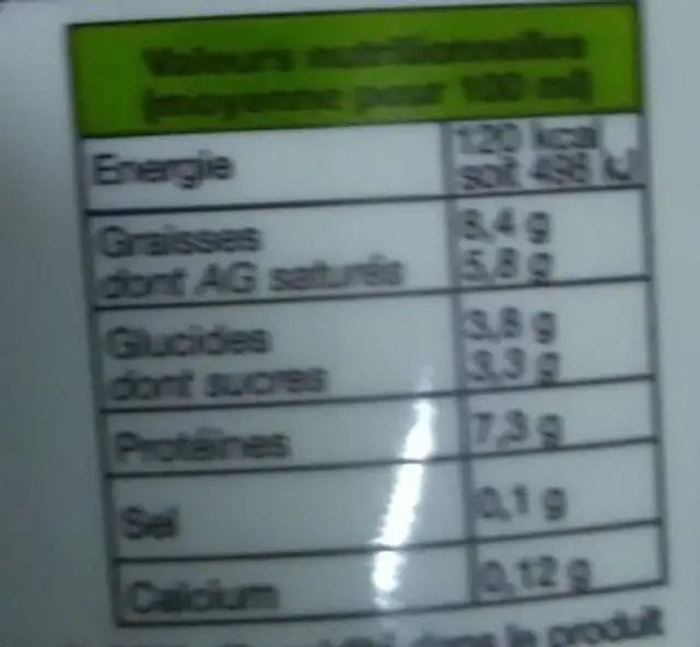 Fromage blanc Biebeleskäs 40% MG Ferme Adam nutrition facts table