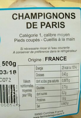 Champignon blanc de Paris front packaging