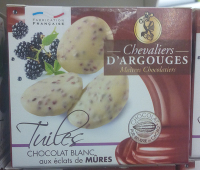 Tuiles Chocolat Blanc aux Éclats de Mûres front packaging