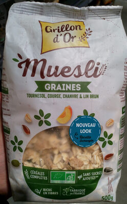Muesli graines tournesol, courge, chanvre et lin brun