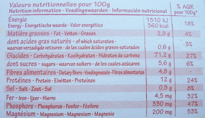 Tartines Ki'Kroc sarrasin nutrition facts table