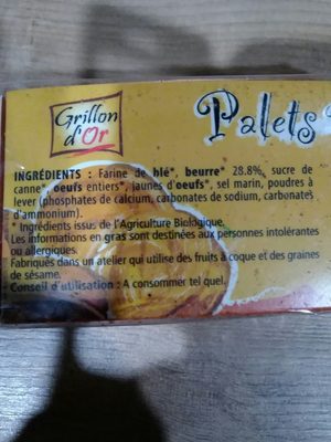Palets Pur Beurre 115G Grillon Ab Bio